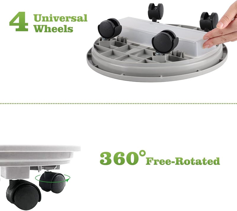 Looca Plant Caddy with Wheels and Drainage Tray, 13”Rolling Plant Stand Flower Pot Mover, Planter Caddies Round Plant Dolly for Heavy Duty Planter, 3 Pack, Bearing 120 lbs (Grey) - Image 4